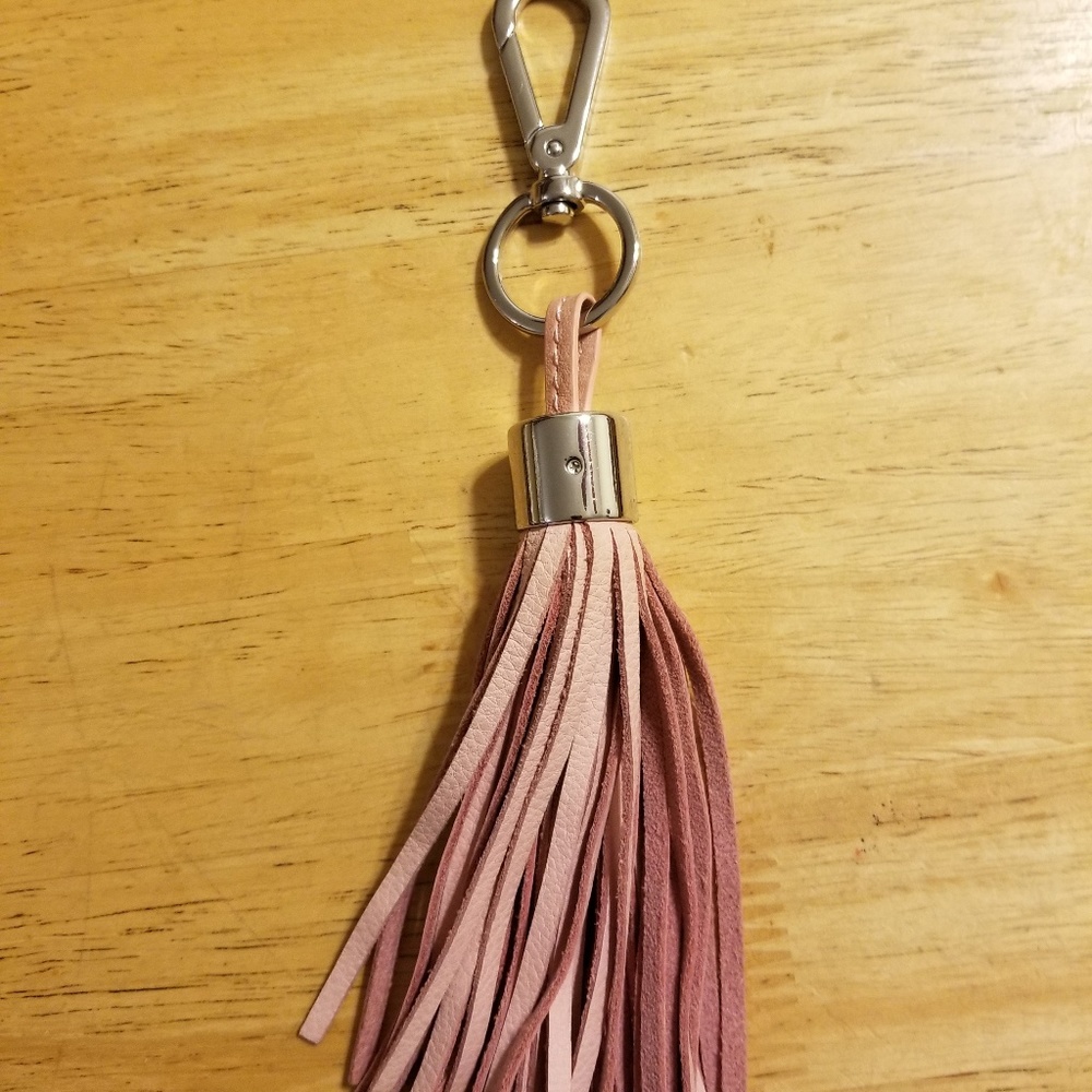 Leather tassel keychain